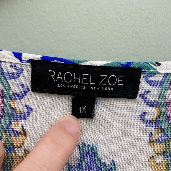 Rachel Zoe Top Womens 1X Multicolor Tassel 3/4 Sleeve Tunic Blouse Flowy Boho - Picture 5 of 10